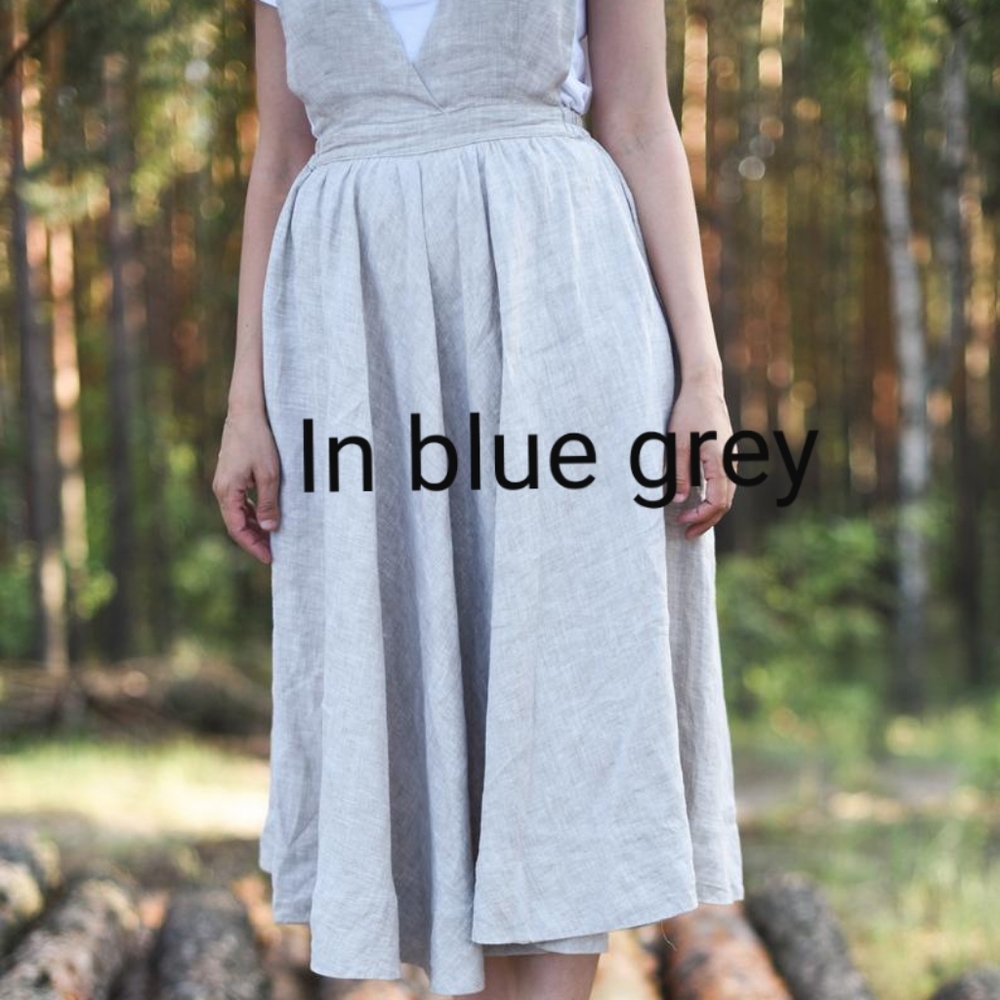 Tsiomikkids Double v-neck Pinafore in blue grey